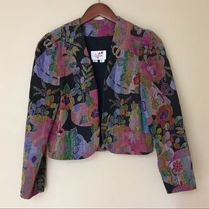 Vintage Caron floral colorful tapestry jacket